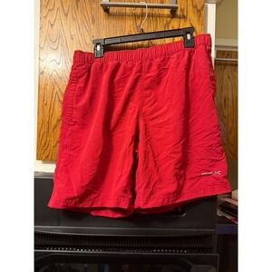 GSX Mens Athletic Shorts Red Medium Elastic Waist Drawstring Gym Running Pockets